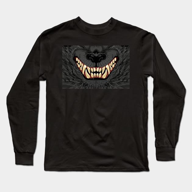 WereWolf Snarl Graphic Long Sleeve T-Shirt by NonDecafArt